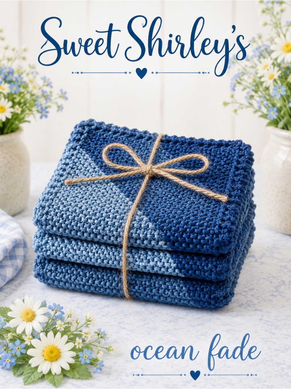 Bundle of 3 Sweet Shirley’s “Ocean Fade” Dishcloth